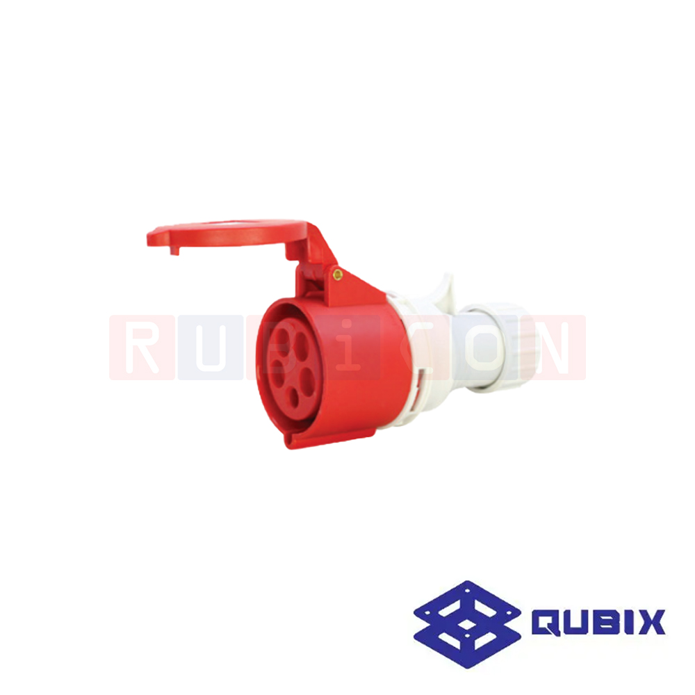QUBIX AJ-C225 ปลั๊กพาวเวอร์ตัวเมียกลางทาง 5 ขา 3P+N+E 32A 220-415V 6H IP44