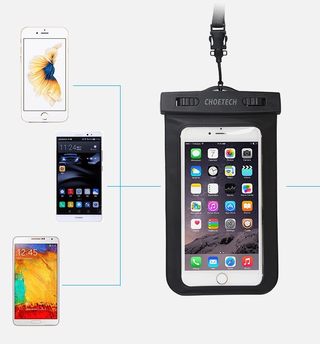 CHOETECH 30M ซองกันน้ำมือถือ หน้าจอ 5.7" (Black)
