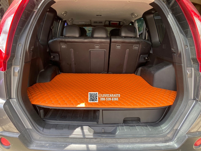 พรมปูพื้นรถยนต์ 6D Nissan x-trail 2012 พรมvvip สีส้มด้ายทอง + ท้าย