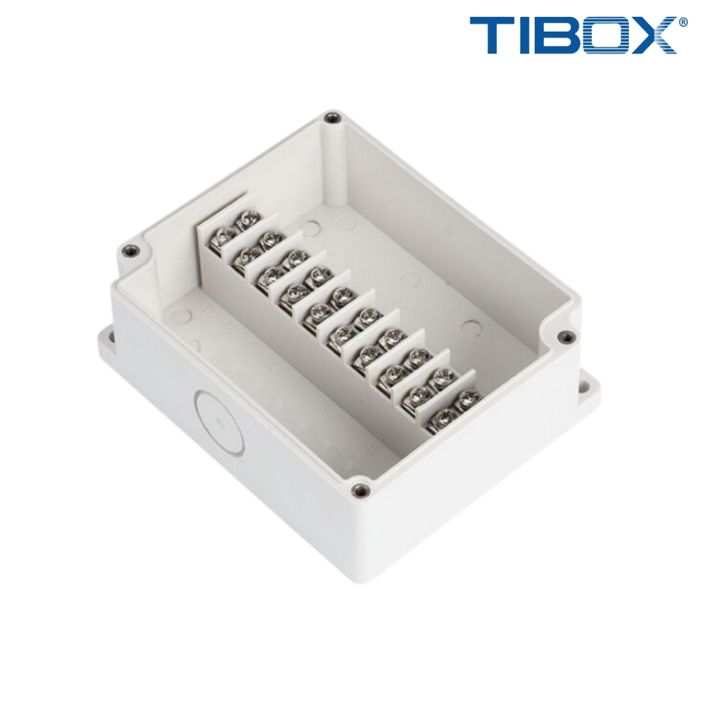 TIBOX TJ-10P-M กล่องพลาสติก พร้อมเทอร์มินอลบล็อก (Plastic Terminal Block Box IP66) 10Pole 10A Size : 110x91x43 mm.