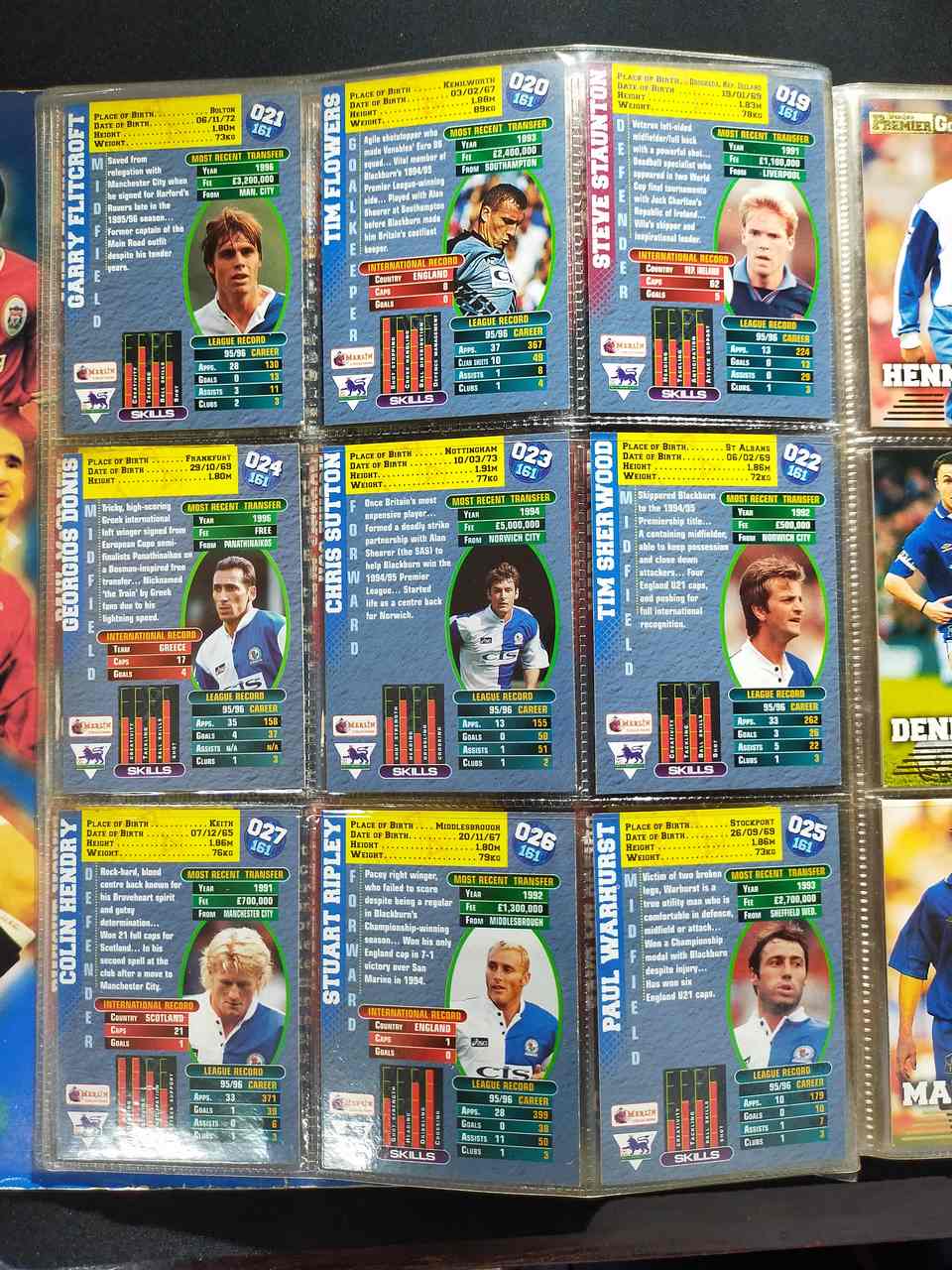 MERLIN'S PREMIER GOLD TRADING CARDS 1996-97 SEASON