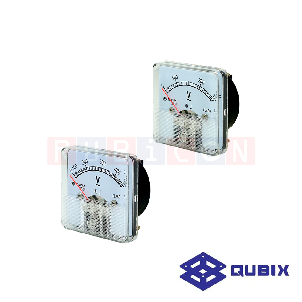 QUBIX SD-60V CLASS 2.5 พาเนลมิเตอร์แบบอนาล็อก โวลท์มิเตอร์ ANALOG PANEL METER SD SERIES 60X60 MM. (VOLTMETER)