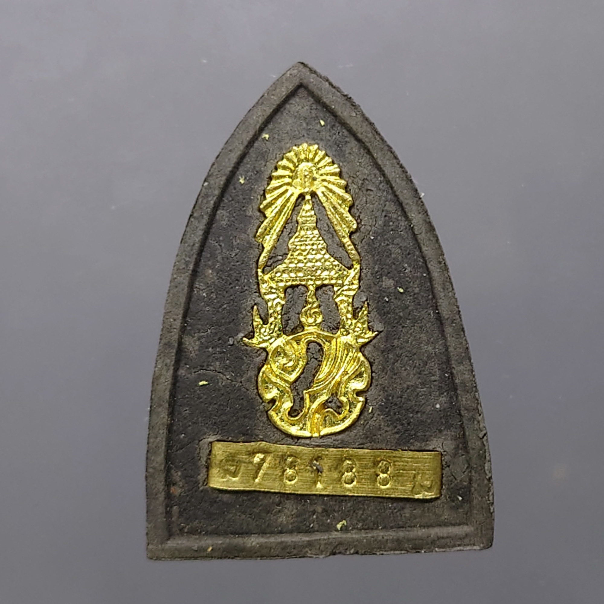 หลวงปู่ทวด ภ.ป.ร. เนื้อว่าน ทรงกลีบบัว (พิมพ์เตารีด) พิธีพุทธาภิเษก ณ พระอุโบสถ วัดพระศรีรัตนศาสดาราม พ.ศ.2547 พร้อมกล่องเดิม