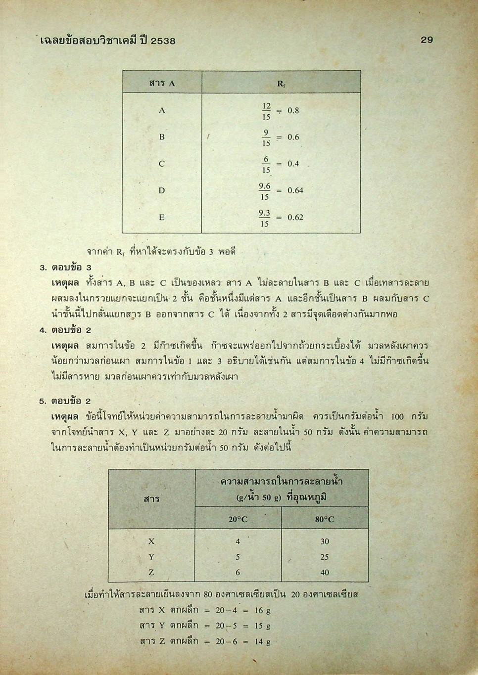 เฉลยข้อสอบคัดเลือกเข้ามหาวิทยาลัย ปี พ.ศ.2532-2538 ENTRANCE เคมี