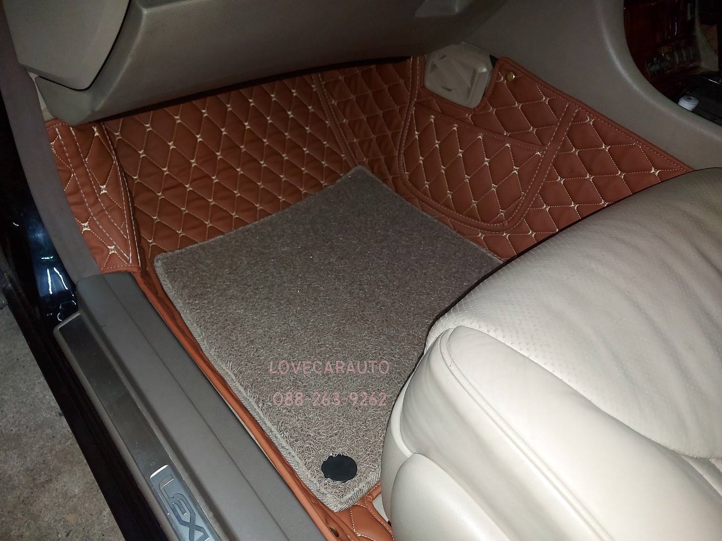 พรมปูพื้นรถยนต์ 7D Lexus LS430 4 ประตู สีน้ำตาลเข้ม +ไวนิลครีม