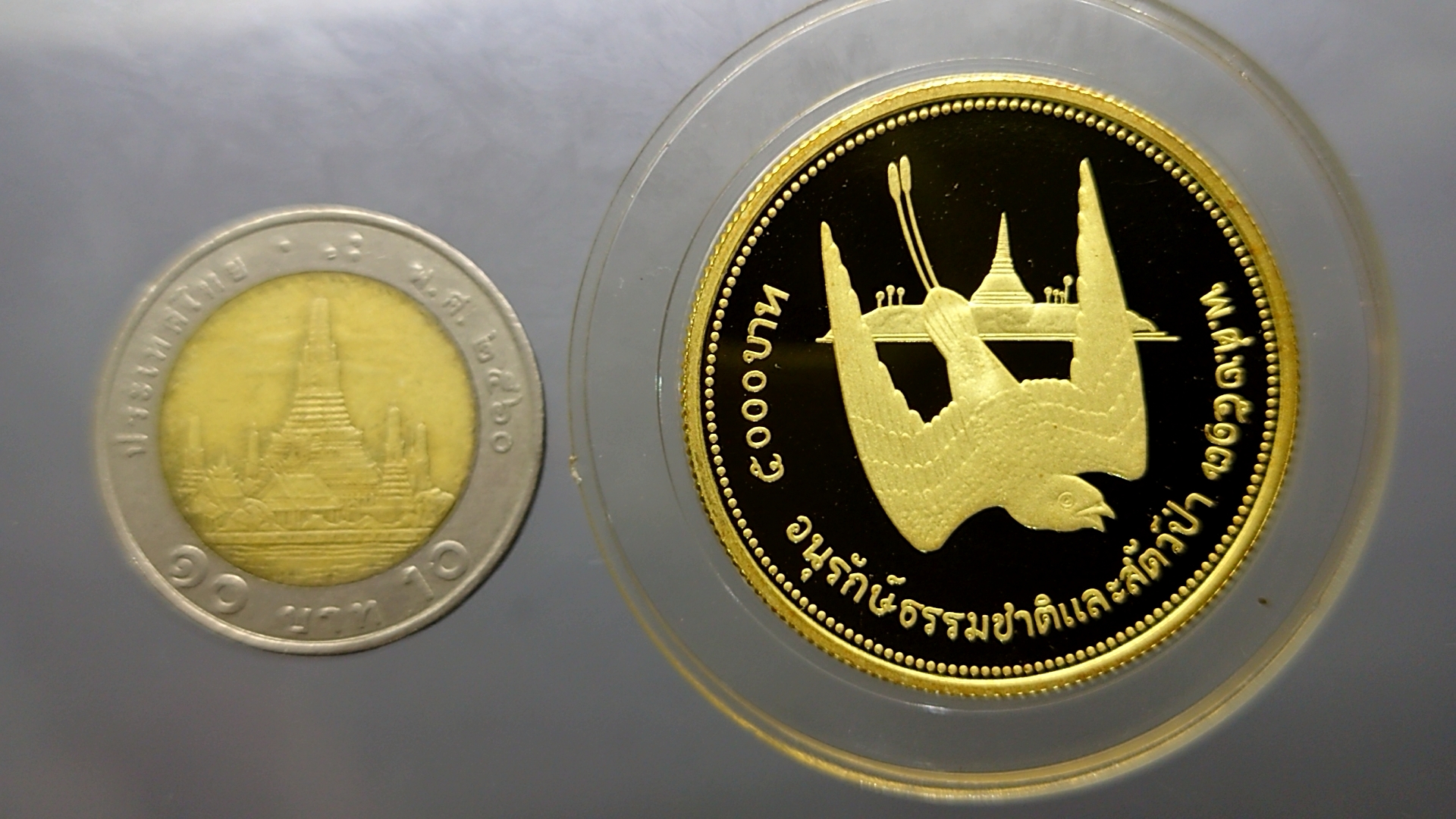 เหรียญทองคำขัดเงา 5000 บาท เหรียญนกเจ้าฟ้าหญิงสิรินธร ที่ระลึกการอนุรักษ์ธรรมชาติและสัตว์ป่า 2517