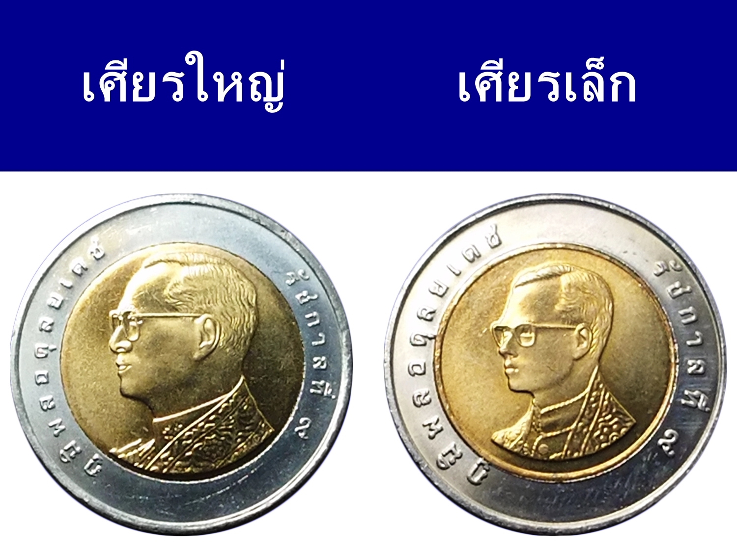 ชุด 2 เหรียญ 10 บาท ปี พ.ศ.2551 พระเศียรเล็ก พระเศียรใหญ่ ไม่ผ่านใช้ UNC