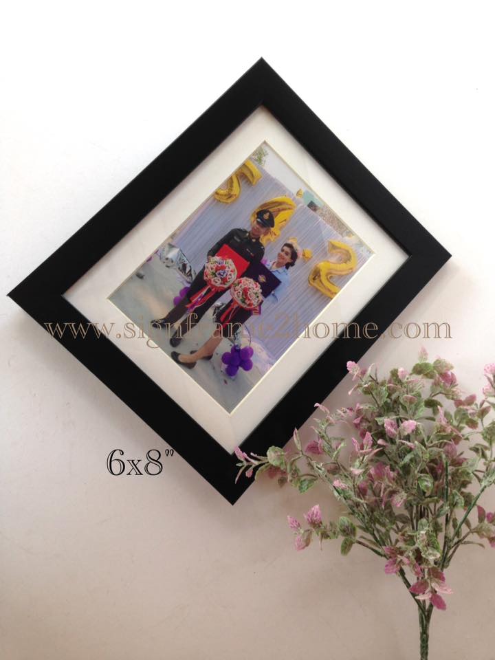 กรอบรูปลายไม้ดำเรียบโมเดิลหน้า1" พร้อมใส่โฟโตเม้า ขนาด 8x6"