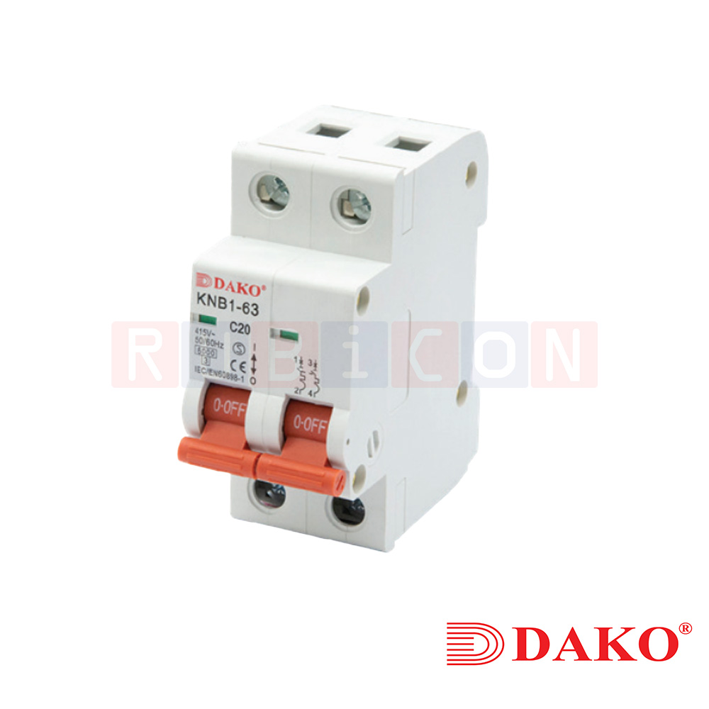 "DAKO" KNB1-63-2P 415V เซอร์กิตเบรกเกอร์ สำหรับคอนซูมเมอร์ยูนิต และโหลดเซ็นเตอร MINIATURE CIRUIT BREAKER (MCB)
