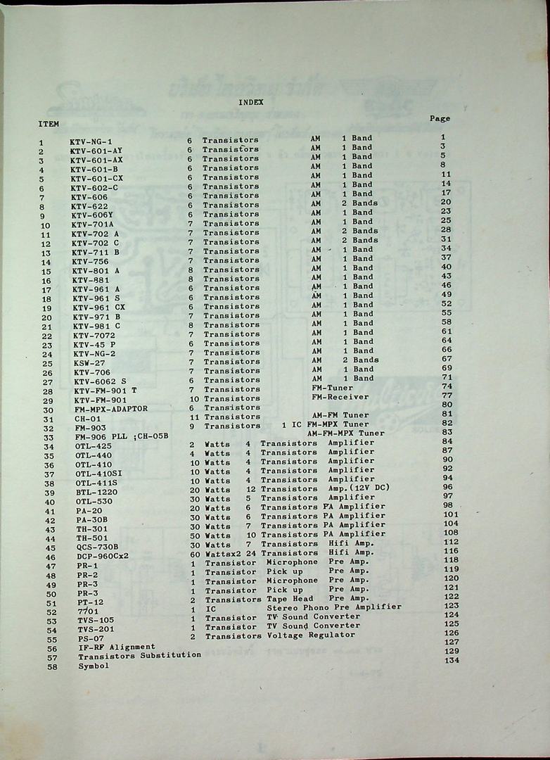 รวมวงจร เครื่องรับวิทยุ และ เครื่องขยายเสียง ทรานซิสเตอร์ ของ บริษัท ไทยวิทยุ จำกัด