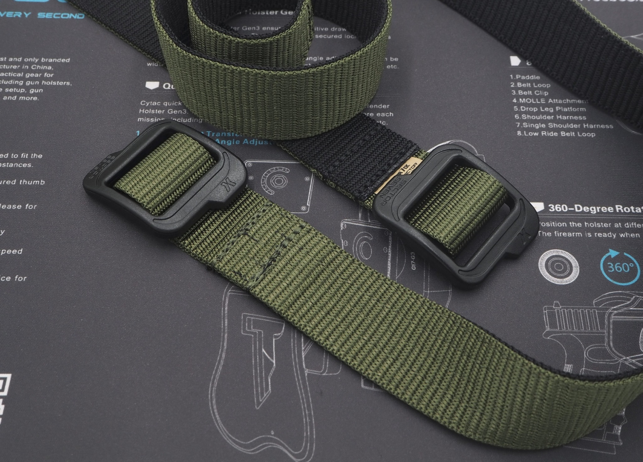 🇹🇭 499 ไทยแลนด์ แทคติคอล เข็มขัด Sector Seven ทูโทน (ดำ-เขียว)