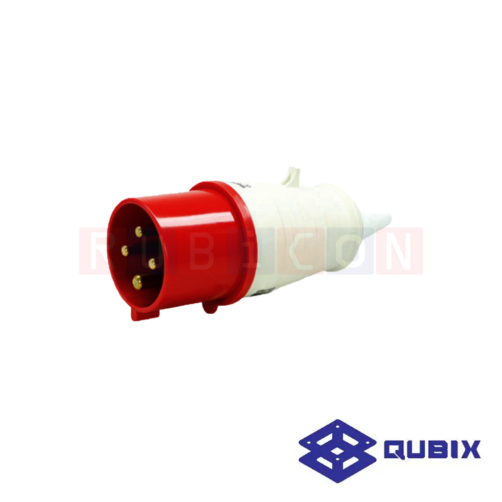 QUBIX AJ-024L ปลั๊กพาวเวอร์ตัวผูู้กลางทาง 4 ขา 3P+E 32A 380-415V 6H IP44