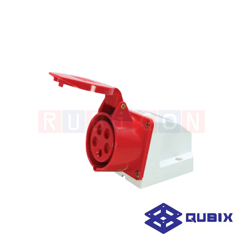 QUBIX AJ-115L ปลั๊กพาวเวอร์ตัวเมียติดลอย 5 ขา 3P+N+E 16A 220-415V 6H IP44