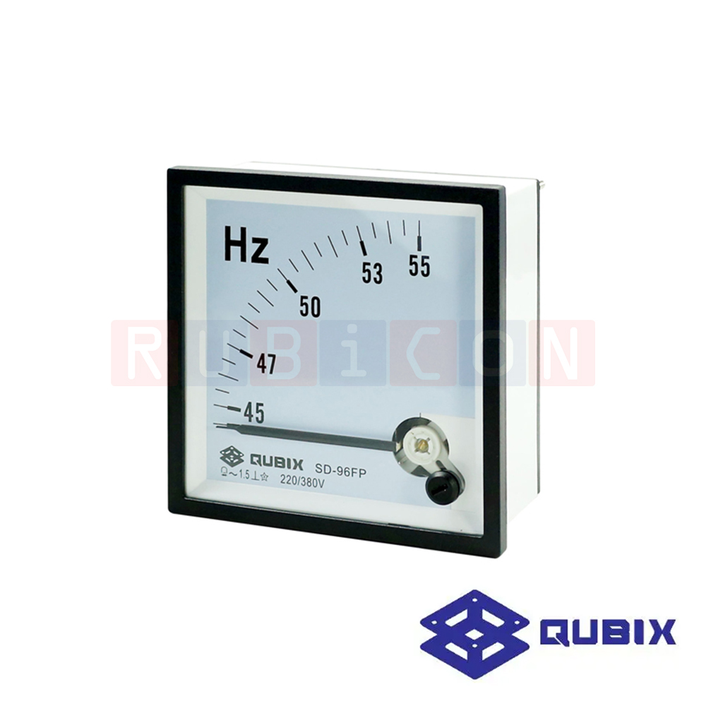 QUBIX SD-96FP CLASS1.5 220V, 380V พาเนลมิเตอร์แบบอนาล็อก มิเตอร์วัดความถี่ (แบบเข็ม) ANALOG PANEL METER SD SERIES 96X96 MM.(FREQUENCY METER)