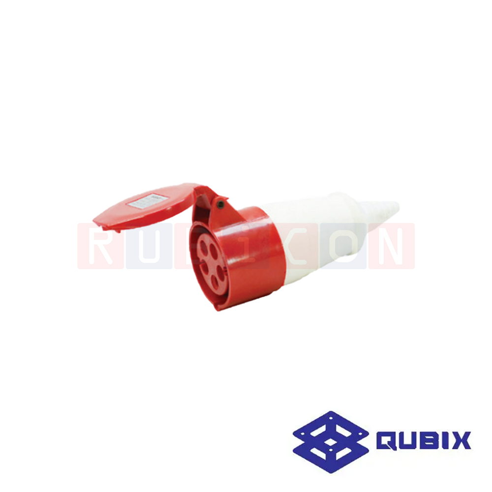 QUBIX AJ-215L ปลั๊กพาวเวอร์ตัวเมียกลางทาง 5 ขา 3P+N+E 16A 220-415V 6H IP44