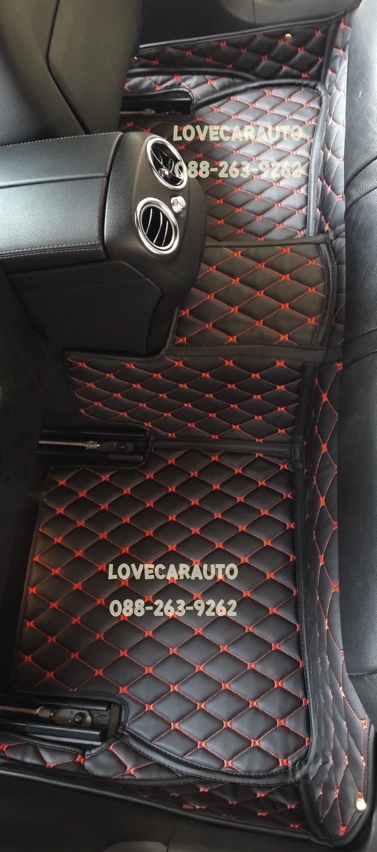 พรมปูพื้นรถยนต์ 6D Benz C220d W205 ดำด้ายแดง เข้ารูป+แผ่นท้าย