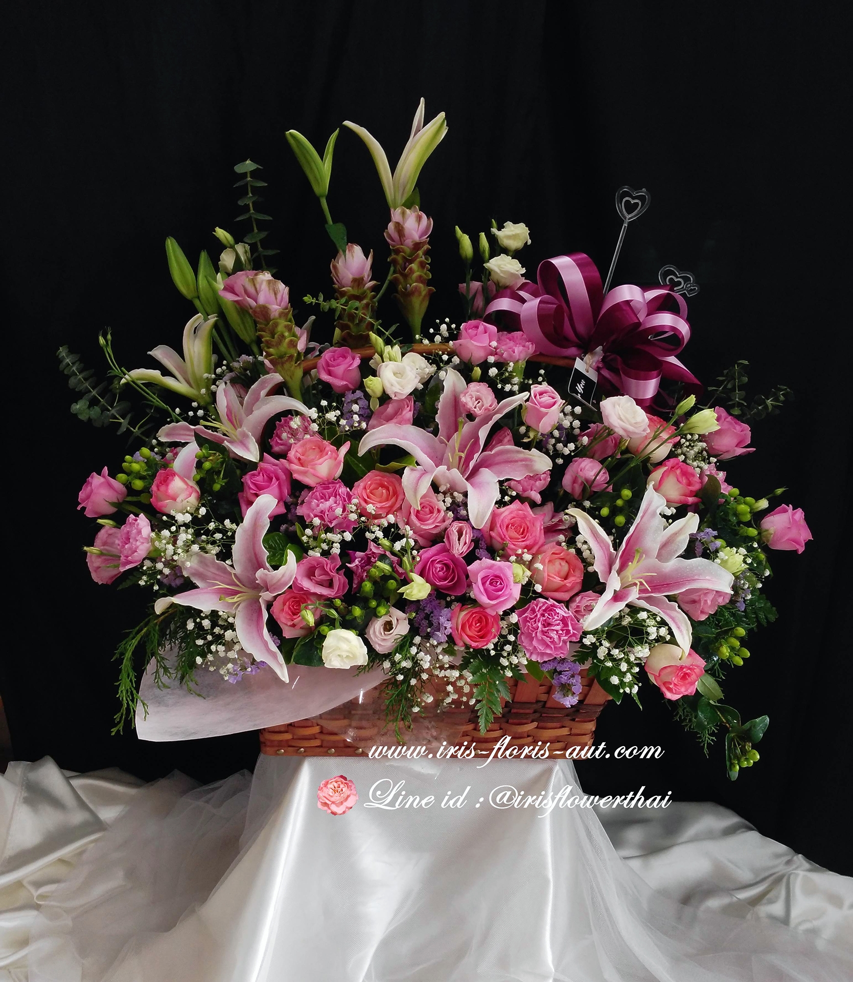 กระเช้าดอกไม้สด ขนาดใหญ่