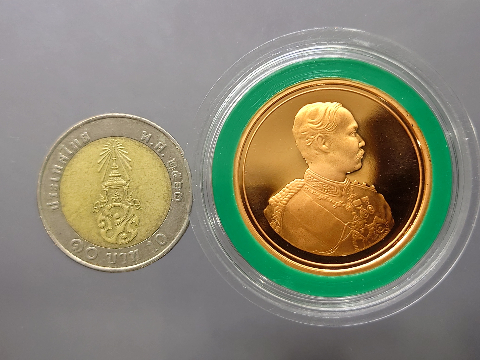 เหรียญพระรูปรัชกาลที่5 กองทัพบก ปี2539 เนื้อทองแดงขัดเงาพ่นทราย บล็อกกษาปณ์ พร้อมตลับ