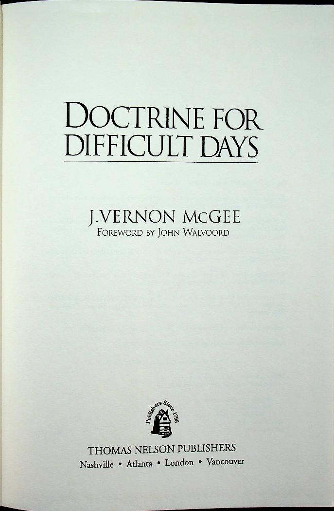 DOCTRINE FOR DIFFICULT DAYS