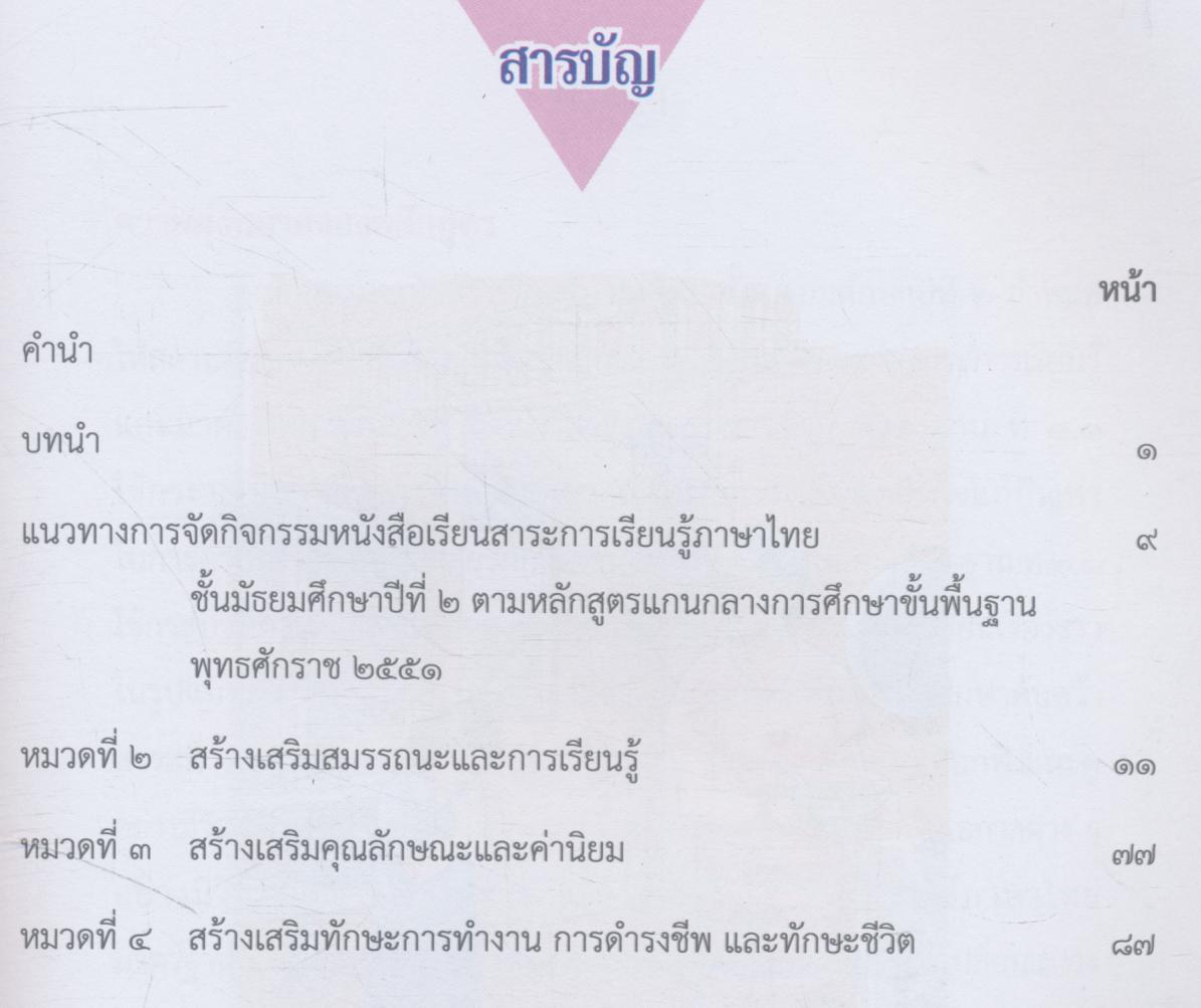 หนังสือคู่มือจัดกิจกรรมการใช้หนังสือเรียน กลุ่มสาระการเรียนรู้ภาษาไทย ตามหลักสูตรแกนกลางการศึกษาขั้นพื้นฐาน พุทธศักราช ๒๕๕๑ ของกระทรวงศึกษาธิการ ชั้นมัธยมศึกษาปีที่ ๒