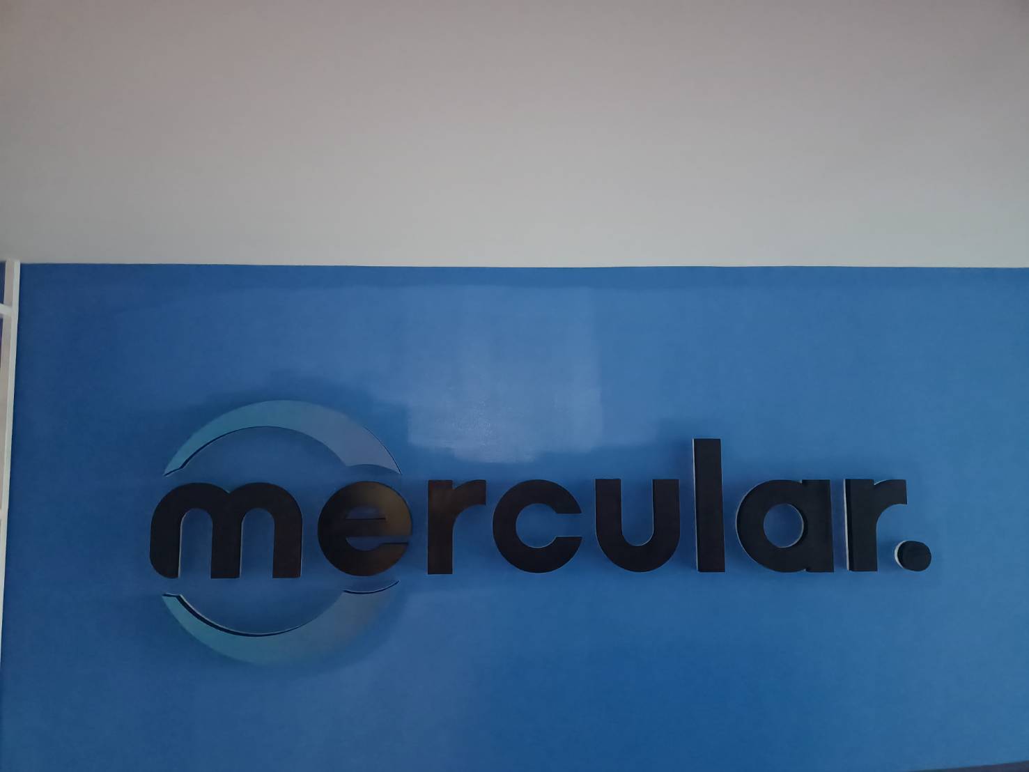 ป้ายตัวอักษรโลหะ ซิ้งค์พ่นสีหน้าตันไฟออกหลัง งานMercular