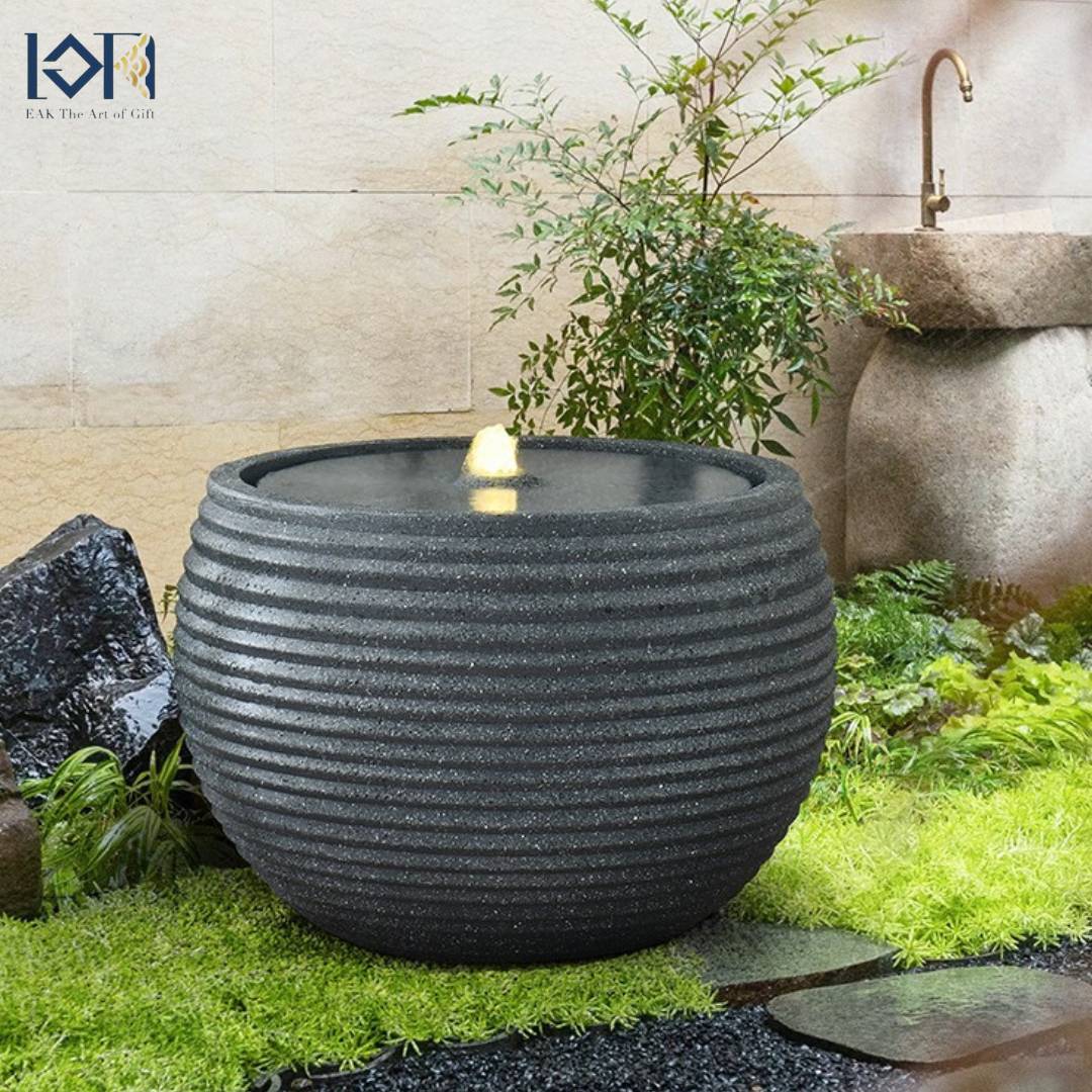 น้ำพุหน้าบ้าน รุ่นทรงกลมขนาดใหญ่โมเดิร์น2590 น้ำพุแต่งสวนเสริมฮวงจุ้ย อ่างน้ำตกสำเร็จรูป