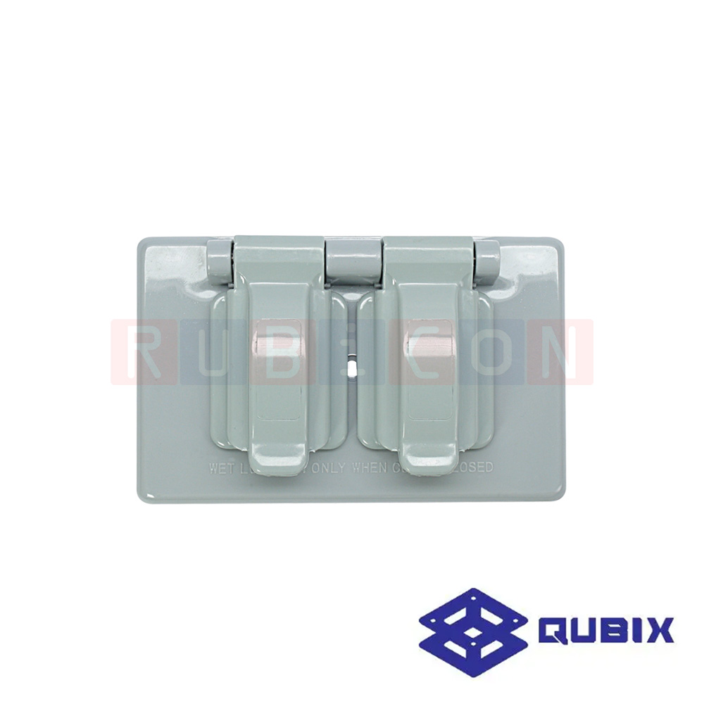 QUBIX F1962 ฝาคู่กันน้ำ พลาสติก สำหรับสวิตช์/เต้ารับไฟฟ้า R270U, R826, S7118 (SILICONE RUBBER FIBERGLASS WIRE)
