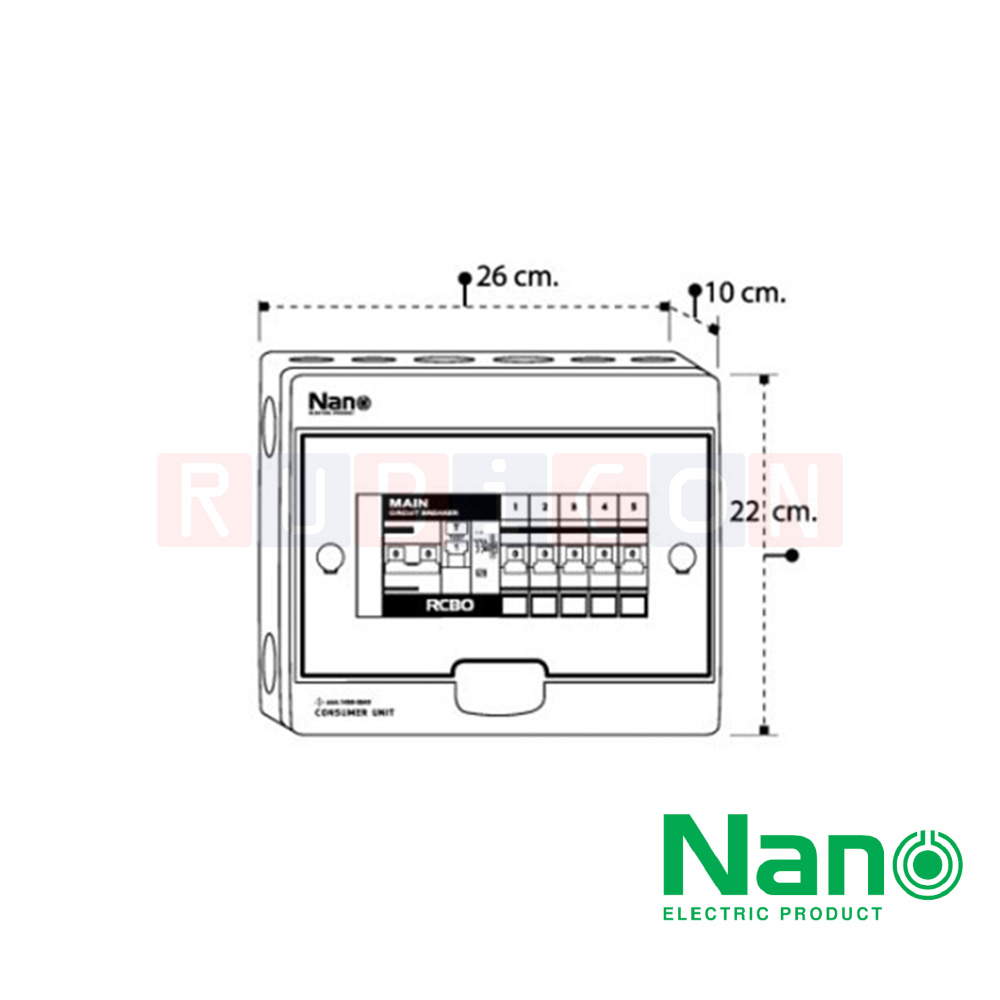 Nano Electric® CR50B-05 ตู้คอนซูเมอร์ยูนิต SHIHLIN/NANO เมน+5ช่อง ( พร้อมเมนกัดดูด 50 A+ลูกย่อย) ( 1 ชิ้น/กล่อง )