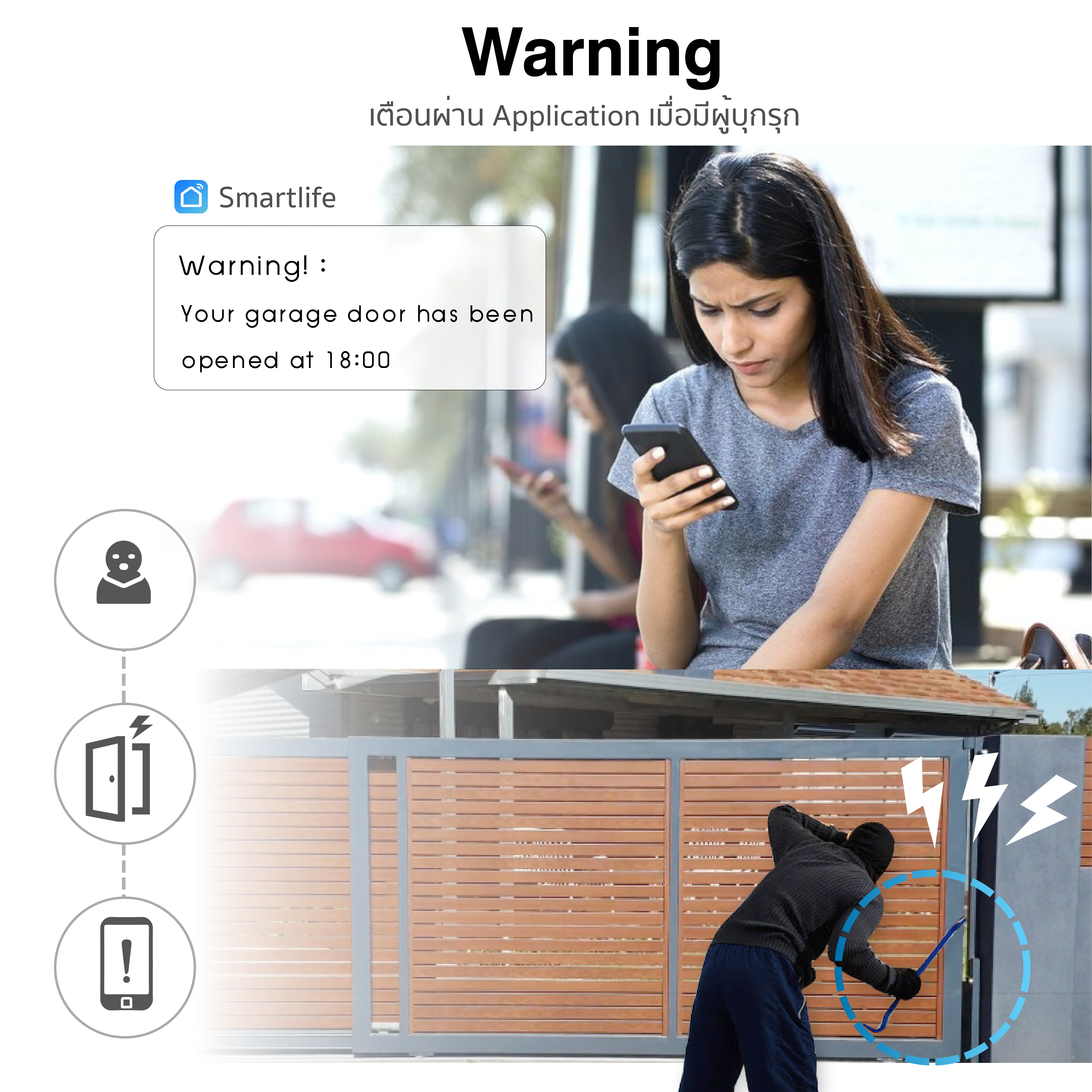 SmartLife Wifi Garage door opener กล่องเปิดปิดประตูผ่านมือถือ