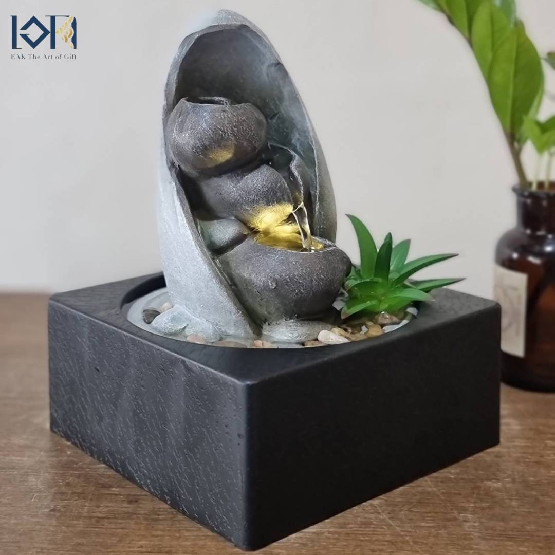 น้ำพุน้ำล้นตั้งโต๊ะ รุ่นสวนหินธรรมชาติ น้ำตกตั้งโต๊ะเสริมฮวงจุ้ย น้ำพุล้นแต่งบ้านสวยๆ