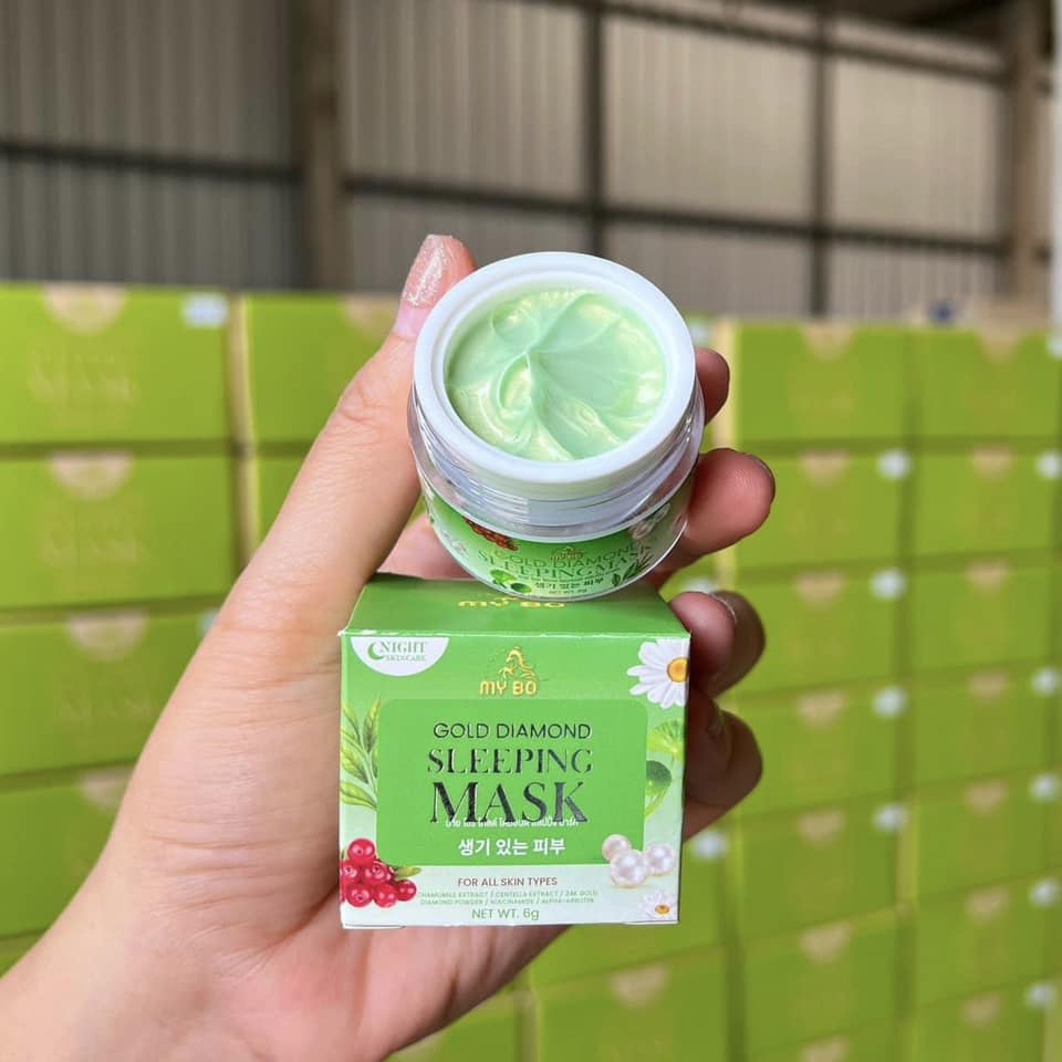 สลิปปิ้งมาส์กปรางทิพย์ มาส์กหน้าชาเขียวทองคำ MY BO Gold Diamond Sleeping Mask