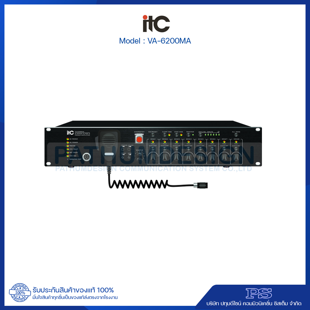 VA-6200MA Voice Alarm Controller, Buit-in 500W. & 8 Zone