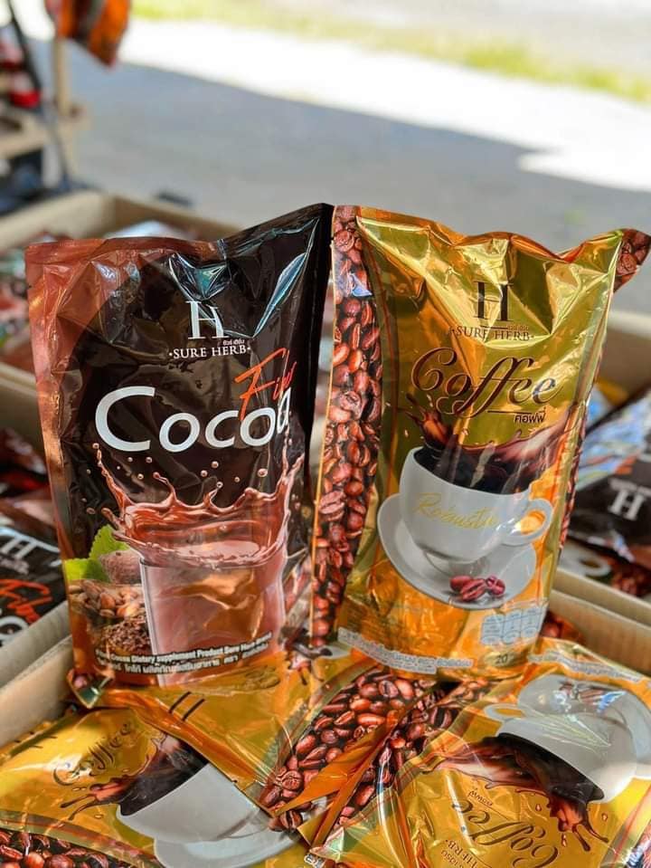 ชัวร์เฮิร์บกาแฟ/โกโก้คุมหิว อิ่มนาน 1ห่อมี20ซอง