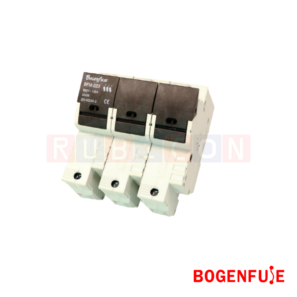 BOGENFUSE BFM-223 3P 125A ตลับใส่ฟิวส์รุ่นมีแล้มป์ ขนาด 22x58 มม.690V gL22 (CYLINDER FUSE HOLDER)