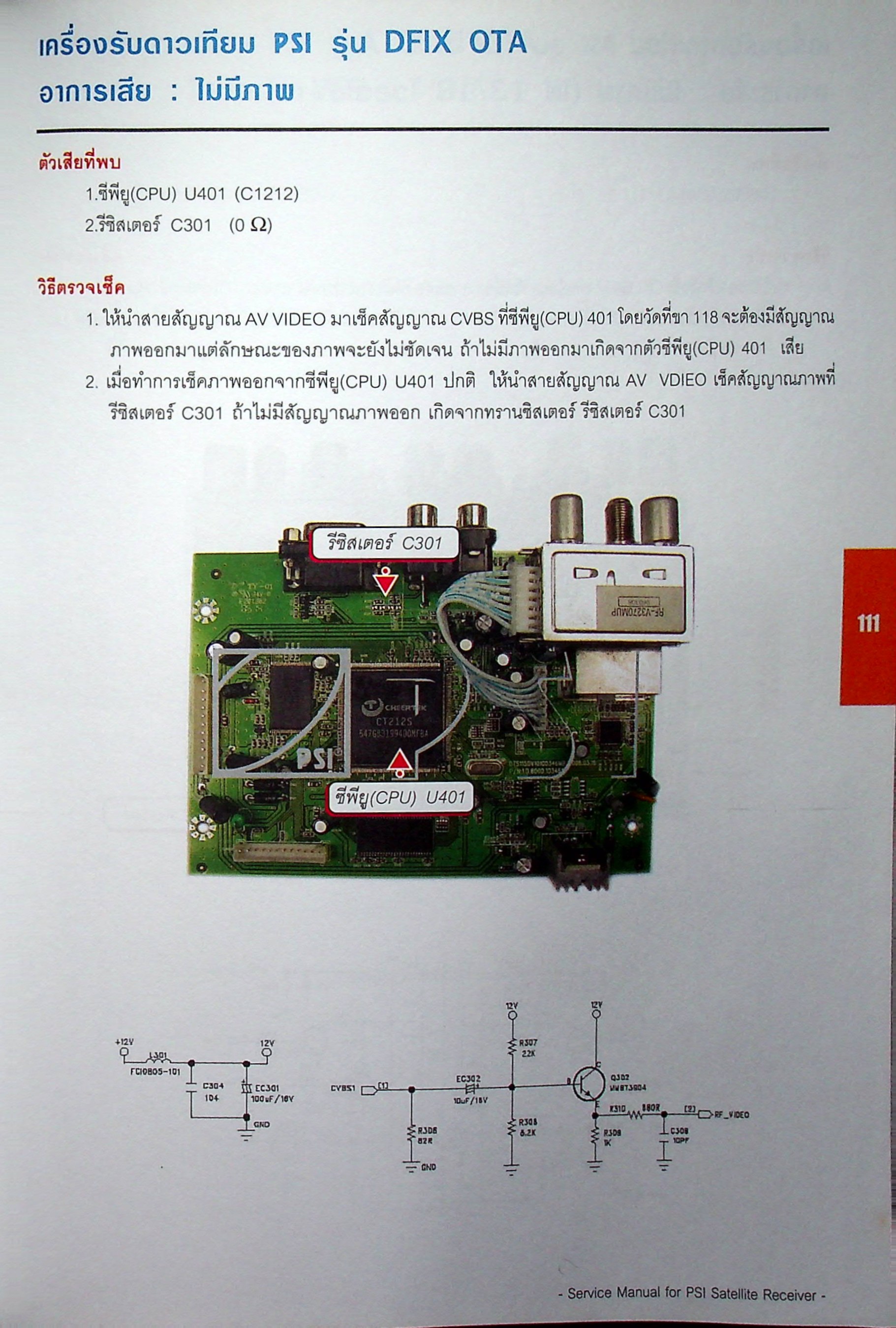 คัมภีร์การซ่อมเครื่องรับดาวเทียม Service Manual for PSI Satellite Receiver