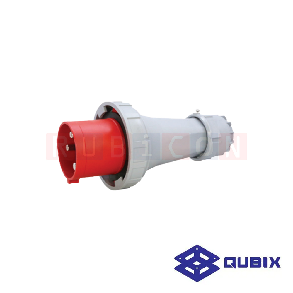 QUBIX AJ-0442 ปลั๊กพาวเวอร์ตัวผู้กลางทางกันน้ำ 4 ขา 3P+E 125A 380-415V 6H IP67