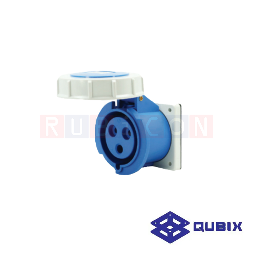 QUBIX AJ-4232 ปลั๊กพาวเวอร์ตัวเมียฝังหน้าตรงกันน้ำ 3 ขา 2P+E 32A 220-240V 6H IP67
