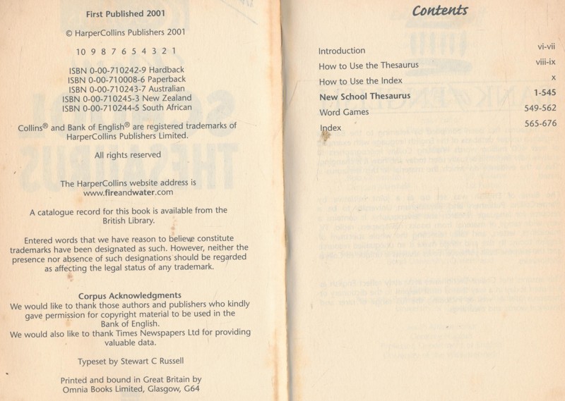 AUSTRALIAN School THESAURUS