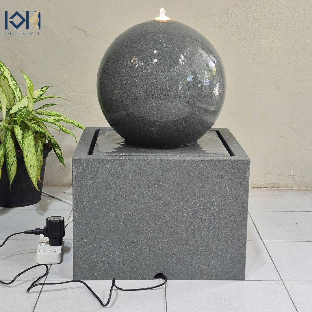 น้ำพุน้ำล้นตั้งพื้น รุ่นGranilite MZ16166JB อ่างน้ำพุล้นวางหน้าบ้าน หน้าร้านค้าสำนักงานเสริมฮวงจุ้ยจกแจ่งบ้านสไตล์โมเดิร์น