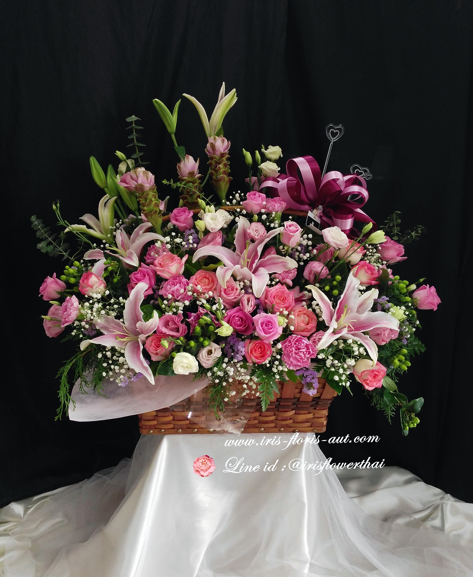 กระเช้าดอกไม้สด ขนาดใหญ่
