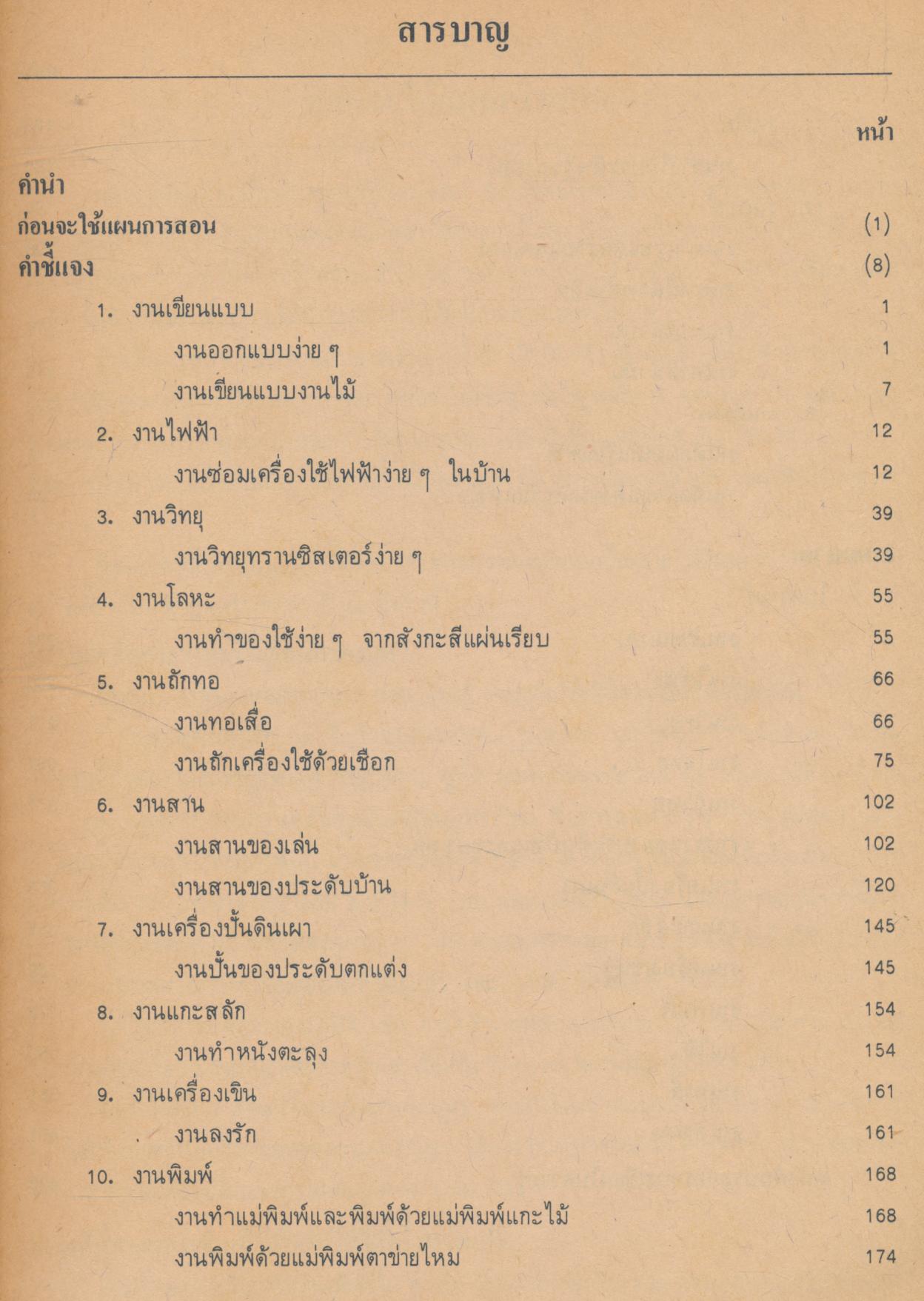 แผนการสอน กลุ่มการงานและพื้นฐานอาชีพ งานเลือก แขนง งานช่าง เล่มที่ 2 ชั้นประถมศึกษาปีที่ 5-6