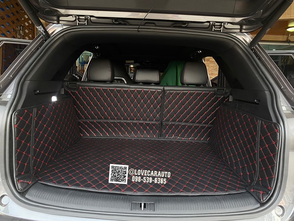 พรมปูพื้นรถยนต์ 6D MG HS PHEV 2022 ลายเคฟล่าสีดำด้ายแดง