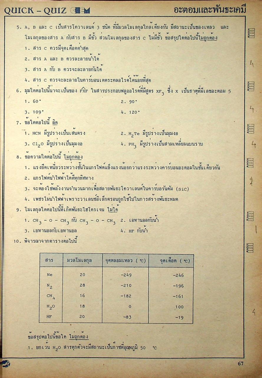 สอบโควต้า สอบ entrance QUICK-QUIZ CHEM (เคมี)