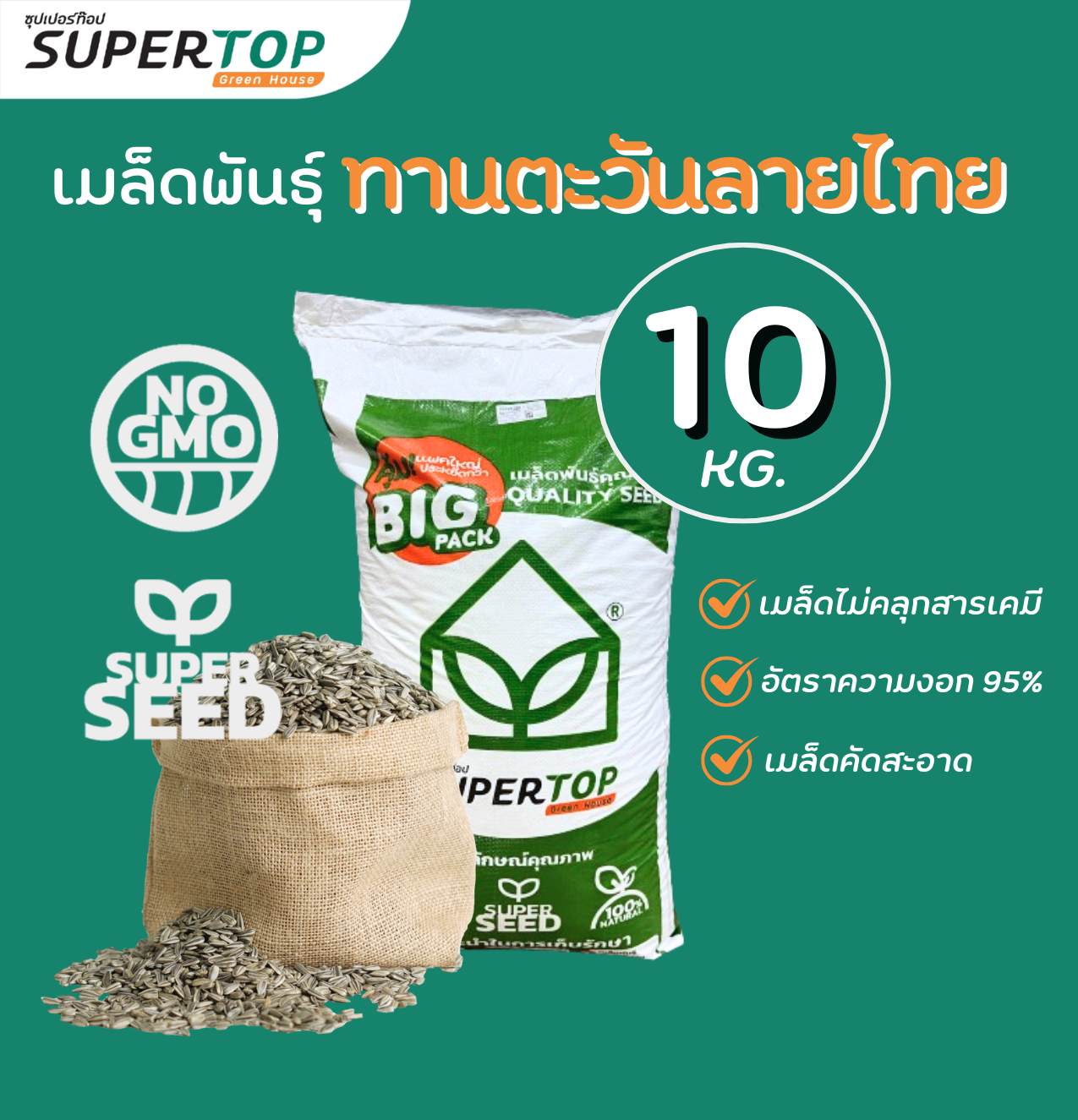เมล็ดเพาะต้นอ่อน SUPERTOP | ยกกระสอบ 10 KG.