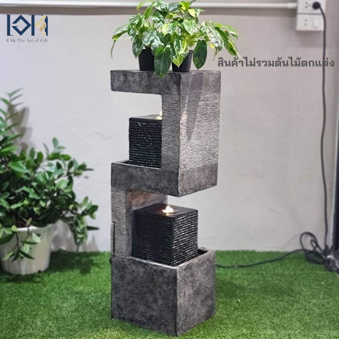 น้ำพุน้ำล้นหน้าบ้าน รุ่นMZ14467GA ออกแบบเป็นเลขห้ามงคล5พลังด้านบวก น้ำพุเสริมฮวงจุ้ยแต่งบ้าน น้ำพุล้นแต่งสวนสวยๆ