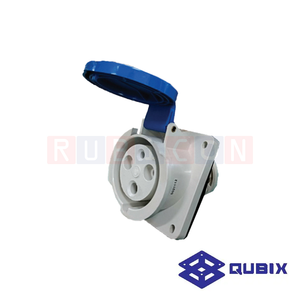QUBIX AJ-333 ปลั๊กพาวเวอร์ตัวเมียฝังผนัง 3 ขา 2P+E 63A 220-240V 6H IP44