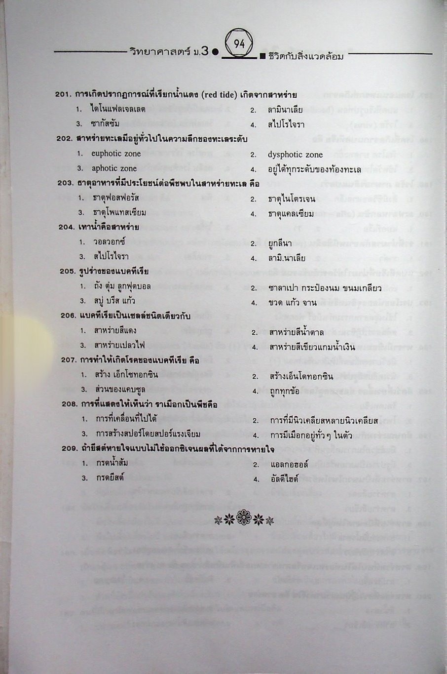 คู่มือเตรียมสอบสาระการเรียนรู้พื้นฐาน วิทยาศาสตร์ ม.3 ชีวิตกับสิ่งแวดล้อม สิ่งมีชีวิตกับกระบวนการดำรงชีวิต