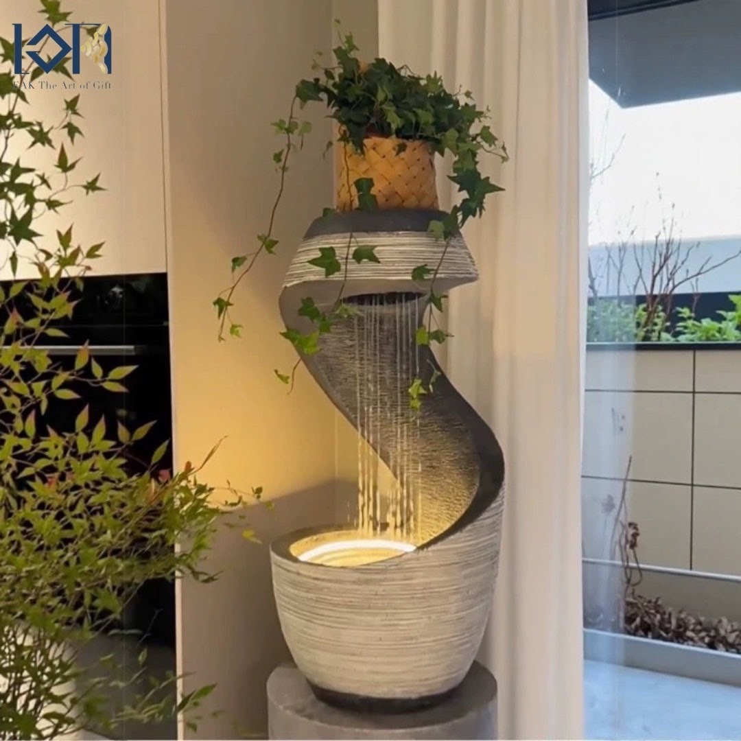 น้ำพุตั้งพื้นแต่งบ้าน รุ่นFF1011 ตั้งวางหน้าบ้านเสริมฮวงจุ้ย อ่างน้ำล้น เป็นน้ำพุล้นขนาดใหญ่ตั้งพื้นสวย ของขวัญมงคล