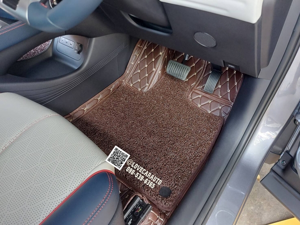 พรมปูพื้นรถยนต์ BYD Atto3 ev สีกาแฟ + ไวนิลน้ำตาล เต็มคัน
