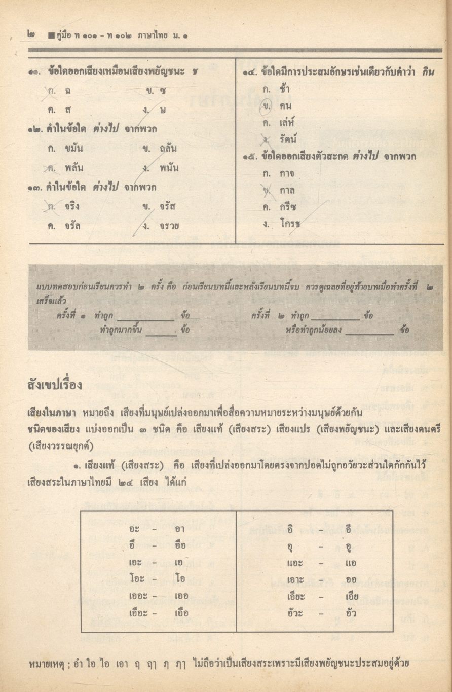 คู่มือภาษาไทย ท ๑๐๑ ท ๑๐๒ ชั้นมัธยมศึกษาปีที่ ๑